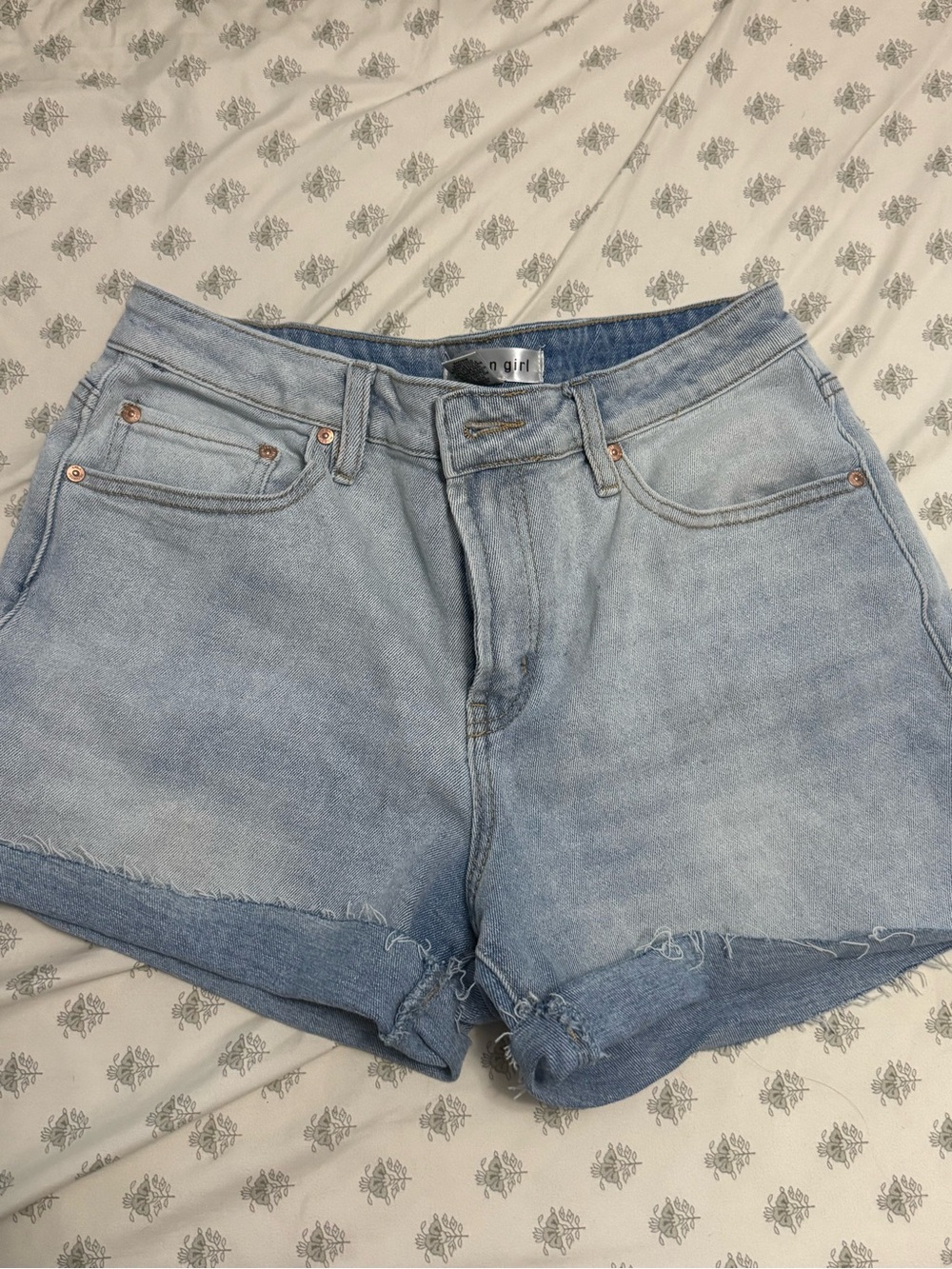 Madden Girl Light Blue High-Rise Denim Shorts